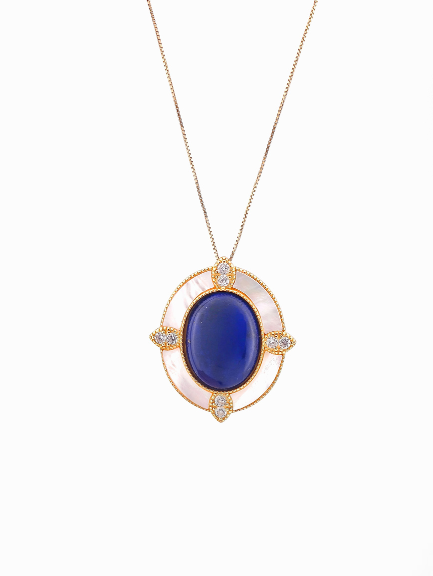 Natural Lapis Lazuli Brooch and Pendant Dual-purpose