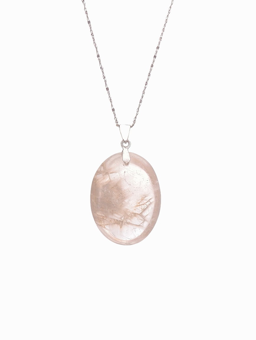 Natural Silver Rutilated Quartz Pendant