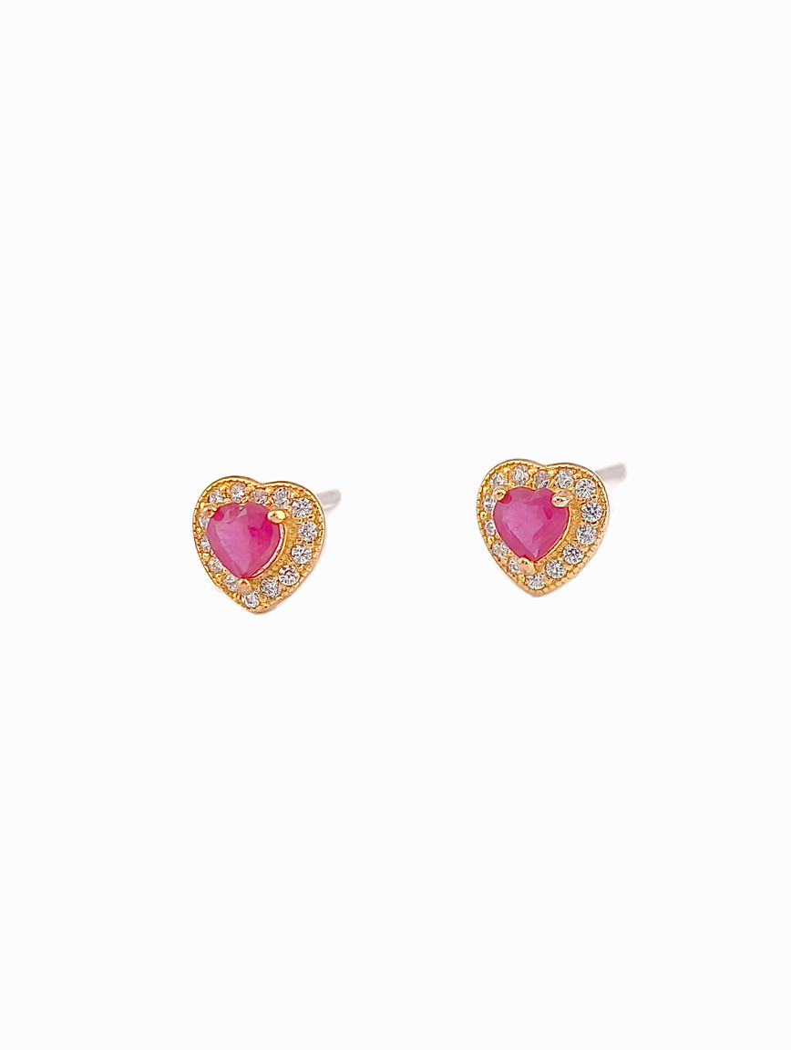 Natural Heart Ruby Sterling Silver Earrings