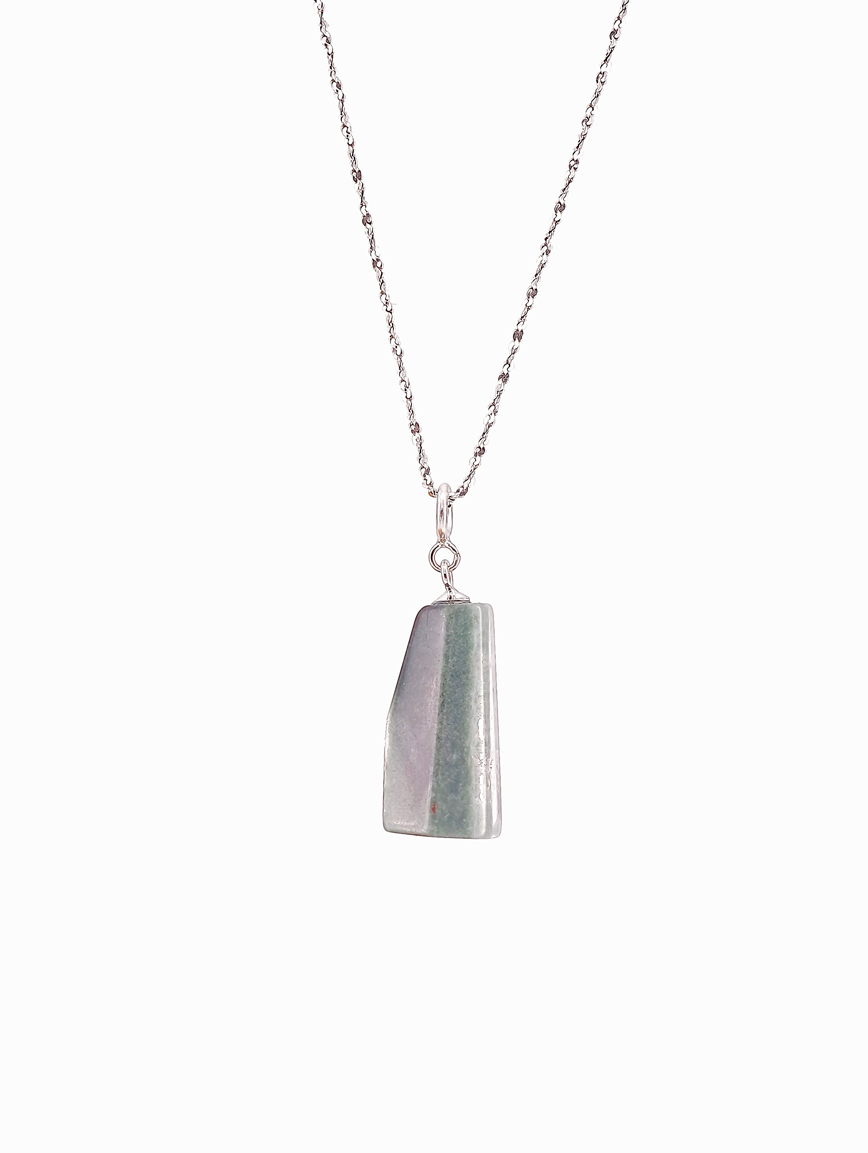Natural Green Phantom Crystal Sterling Silver Pendant