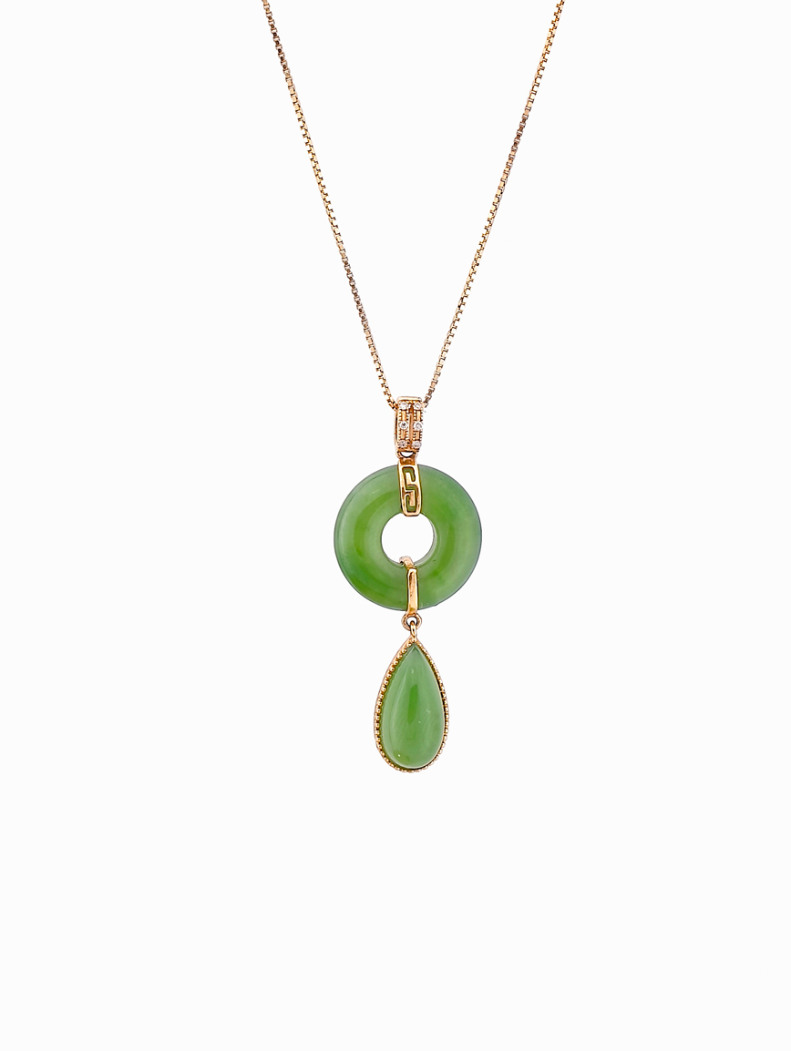 18K Gold Natural Jasper Pendant