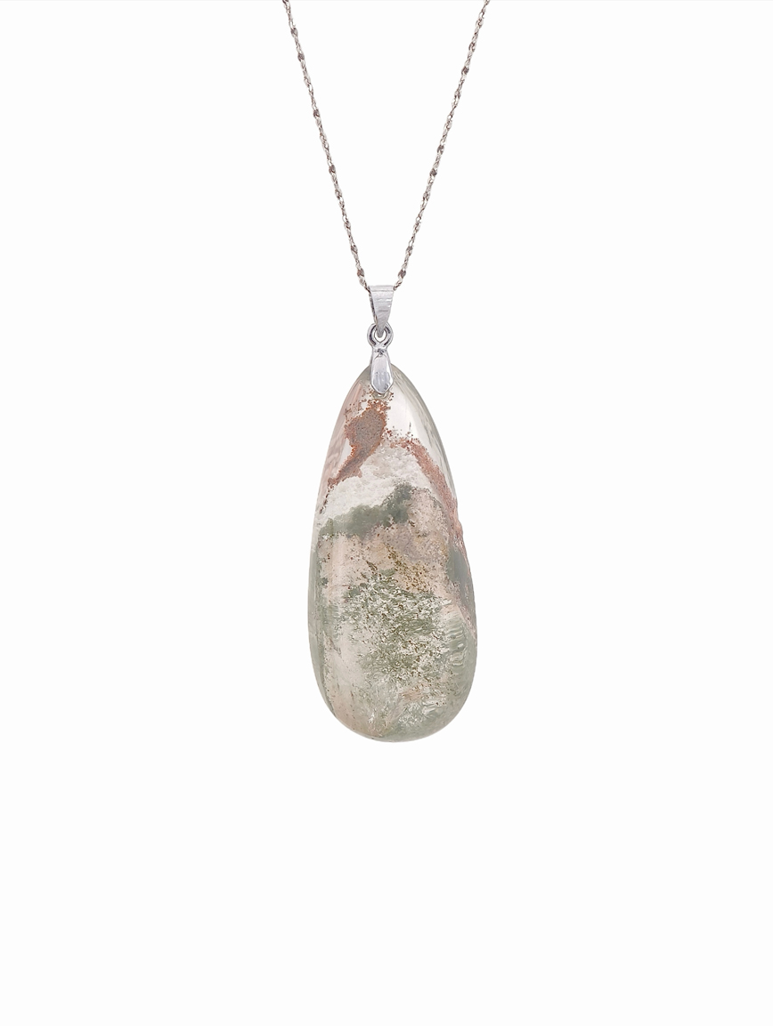 Natural Colorful Phantom Sterling Silver Pendant