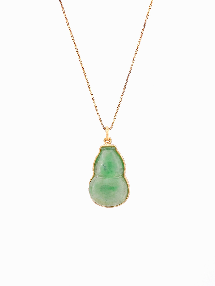 Natural Jadeite Gourd Sterling Silver Pendant