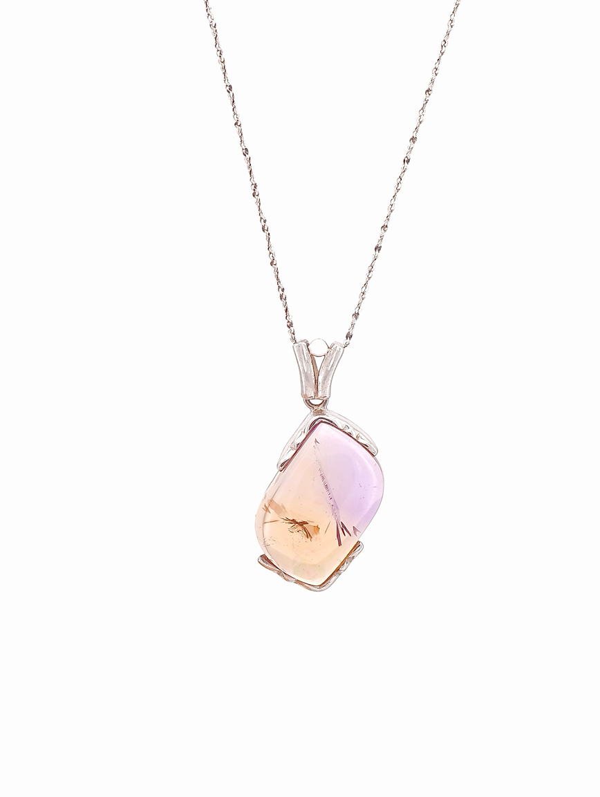 Natural Ametrine Simple Style Sterling Silver Pendant