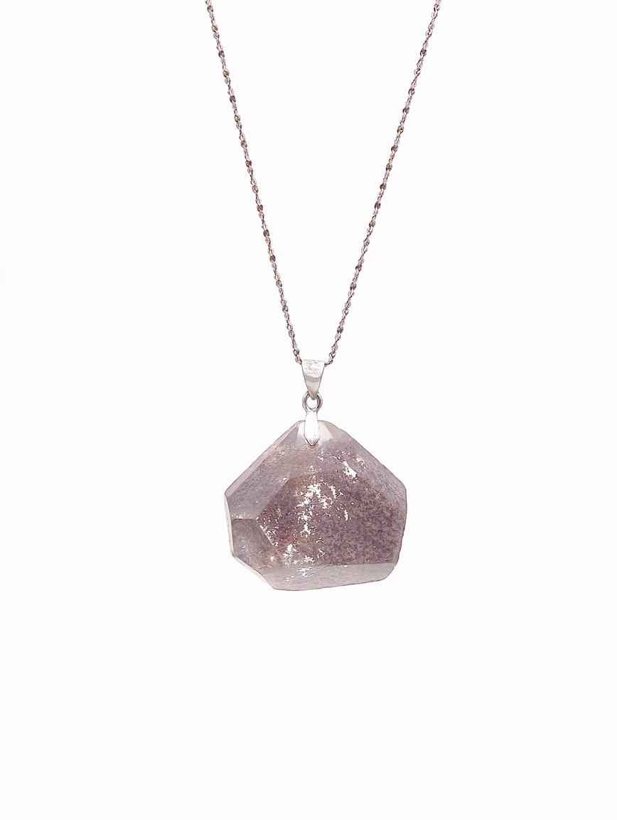 Natural Red Phantom Sterling Silver Pendant