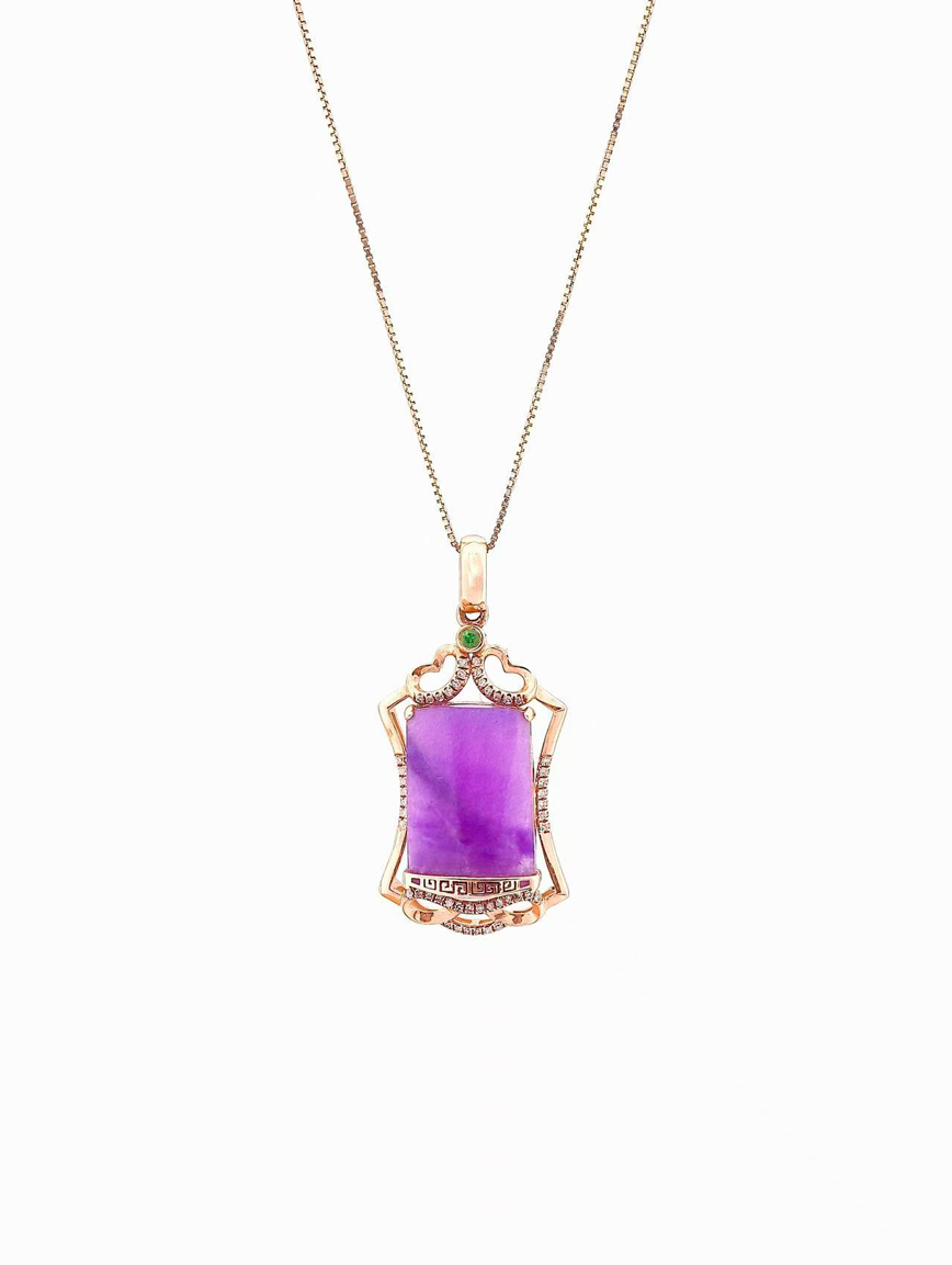 18K Gold Natural Sugilite Pendant