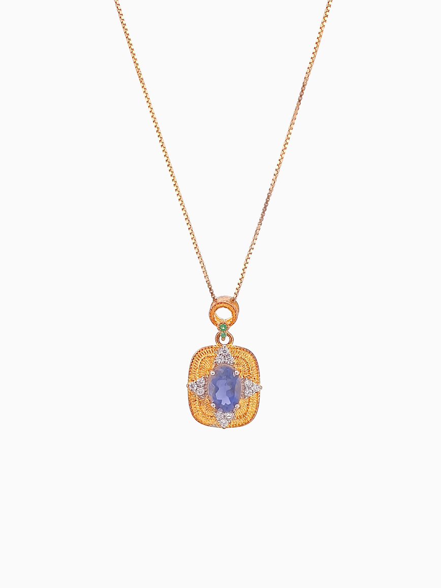 Natural Iolite Sterling Silver Pendant